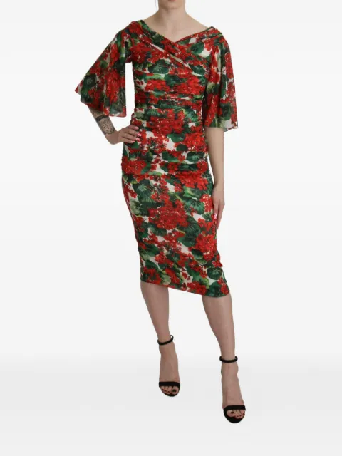 Dolce & Gabbana floral-print ruched dress Red DR2617