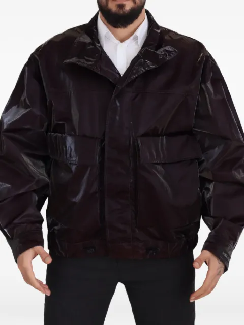 Dolce & Gabbana high-shine flap-pocket jacket Purple G9BLCTFUS26