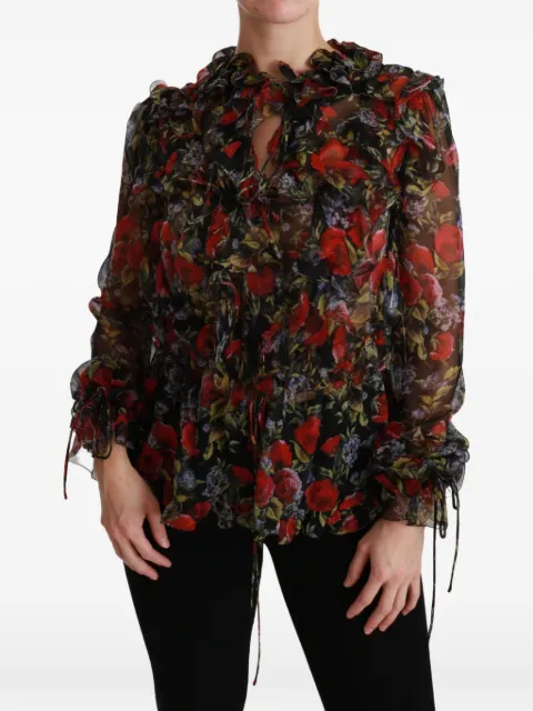 Dolce & Gabbana floral-print ruffled blouse Black 1304498