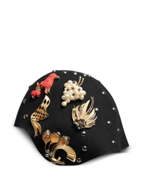 Dolce & Gabbana brooch-embellished wool cloche hat Black HAT9650