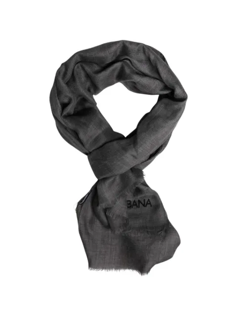 Dolce & Gabbana logo-print frayed-edge scarf Grey GQ241E