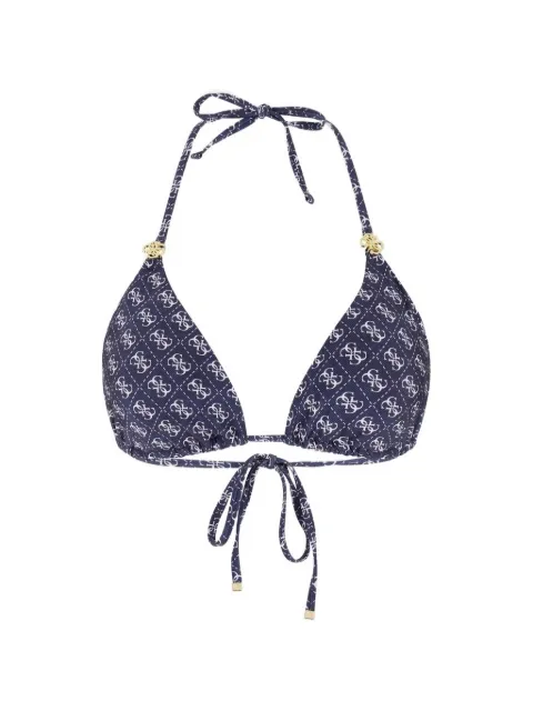 GUESS USA 4G logo-print triangle bikini top Blue E6GJ48KCBJ0