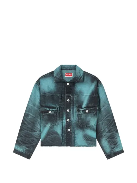 Kenzo Boke Flower logo-print raw-cut denim jacket Blue FG52DV2626K7