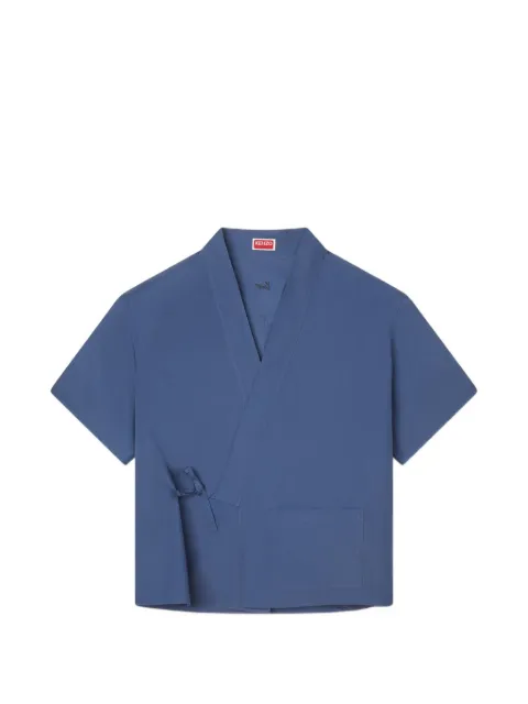 Kenzo wrap-front short-sleeve shirt Blue FG55CH1289LF