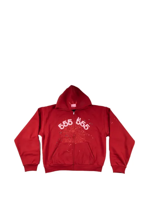 SP5DER Angel Number zip-up hoodie Red SP5DER414