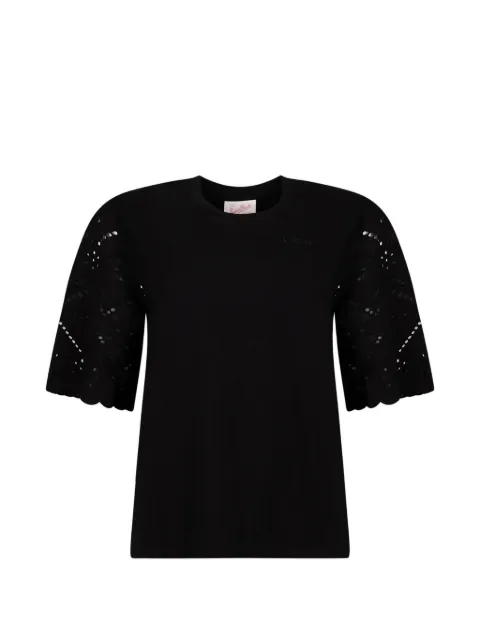 MC2 Saint Barth Maisa broderie-anglaise-sleeve T-shirt Black MSA000208714L