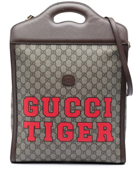 Gucci Pre-Owned 2016-2026 GG Supreme Web Tiger satchel Neutrals ECBONP5HUTFD76HC