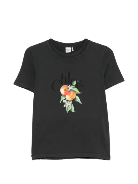 Chloé logo-print fruit-print T-shirt Black CH26AJH08988070