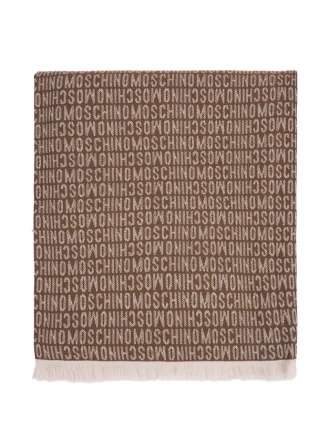Moschino logo-print fringed scarf Brown T77048205
