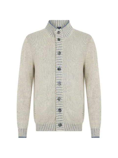 Fedeli button-up ribbed-trim cardigan Neutrals 7UE05713