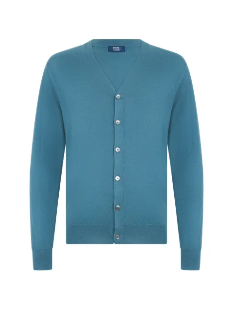 Fedeli V-neck cardigan Blue 7UE07125P