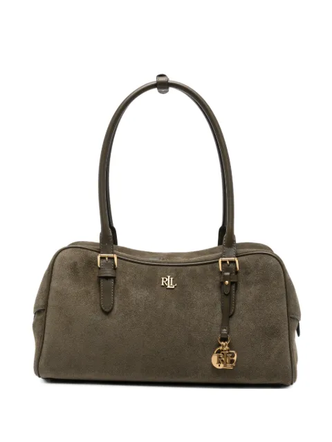 Lauren Ralph Lauren logo-plaque suede shoulder bag Green 431P15643