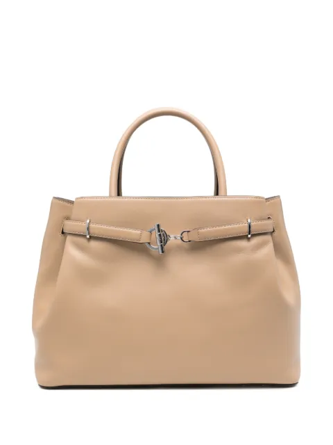 Lauren Ralph Lauren logo-plaque leather tote bag Neutrals 431P03417