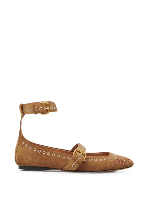 ISABEL MARANT Ylza eyelet-embellished ballet flats Neutrals BN0037FAD3A39S