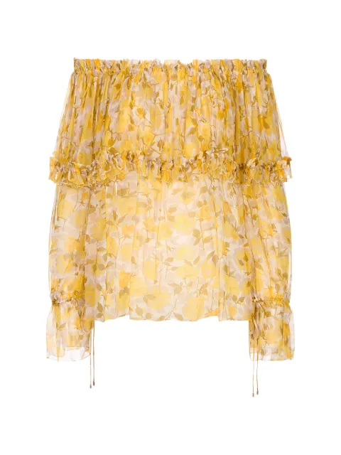 Chloé floral-print ruffled blouse Yellow 26UH123275