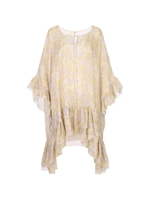 Chloé ruffled asymmetric dress Neutrals 26ARO32309