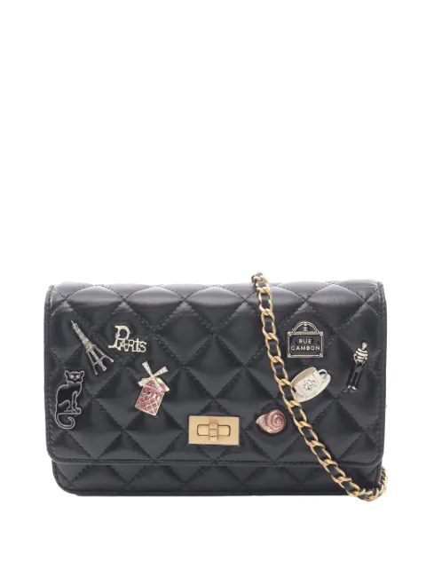 CHANEL Pre-Owned 2018 Quilted Lambskin Reissue 2.55 Charms Wallet On Chain crossbody bag Black QN62ERL0572AFBB7