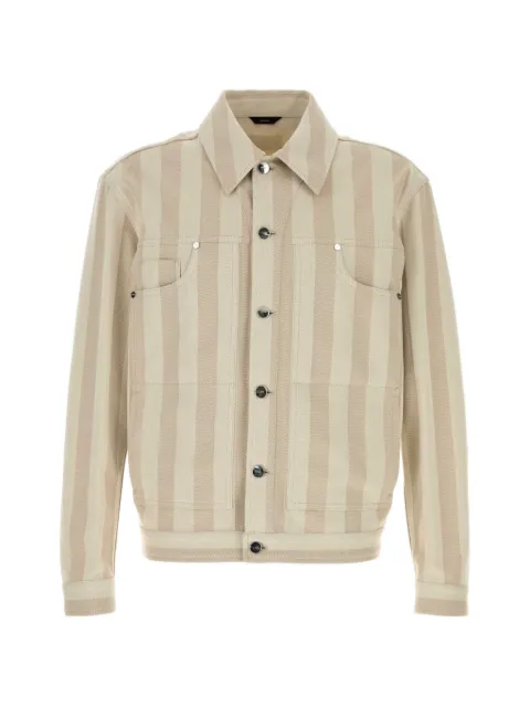 FENDI striped embroidered jacket Neutrals FW1445B15B