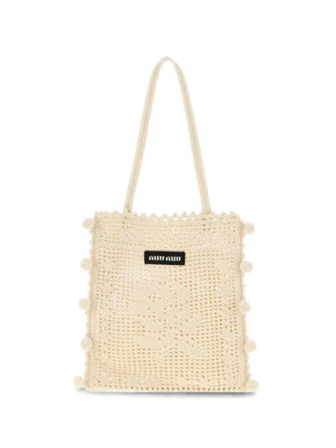 Miu Miu pom-pom crochet shoulder bag Neutrals 5BA288VYDO2CRB
