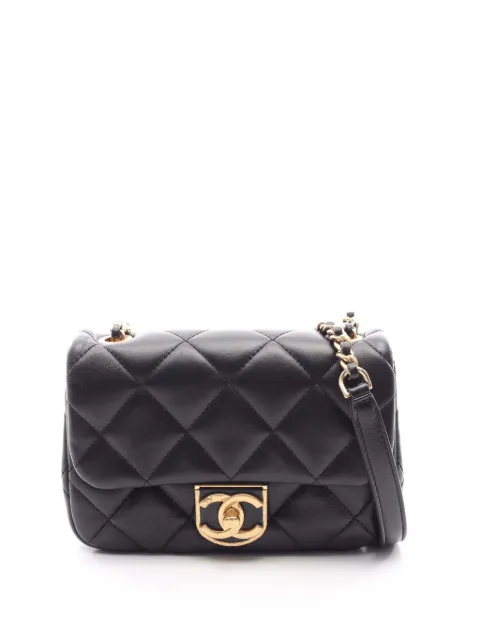 CHANEL Pre-Owned 2021-2026 Mini Quilted Lambskin Side Note Flap crossbody bag Black TT184ATE1AR9Q0U8