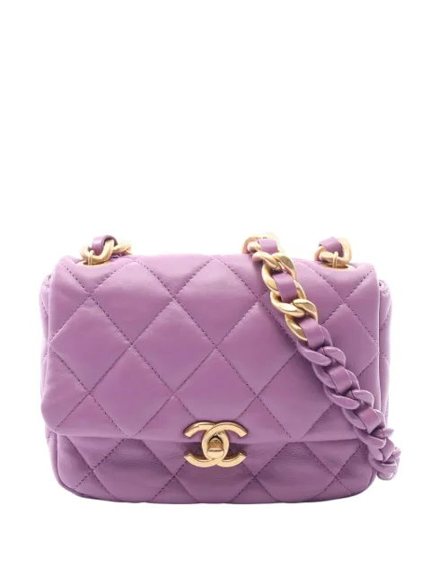 CHANEL Pre-Owned 2021-2026 Mini Quilted Lambskin Candy Chain Flap crossbody bag Purple G9PQW60V16Q3GK46