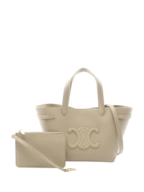 Celine Pre-Owned 2010-2026 Mini Grained Calfskin Cuir Triomphe Cabas Anais Tote satchel Neutrals 75OQKKQK4042595U