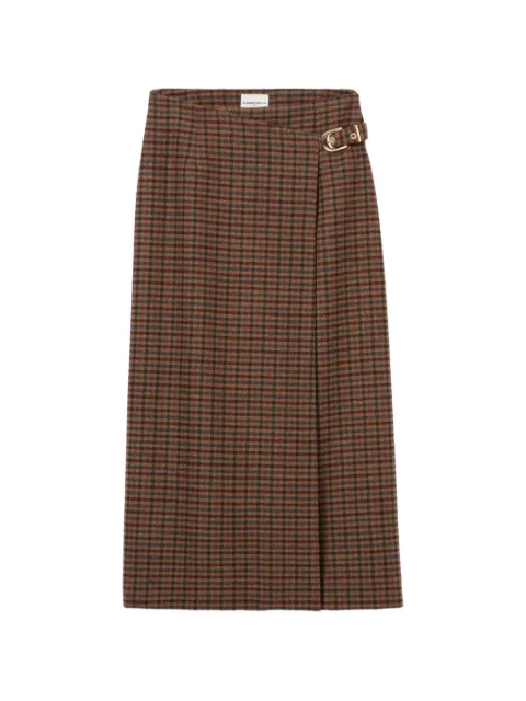 Claudie Pierlot straight check wool blend skirt Brown CFPJU00936
