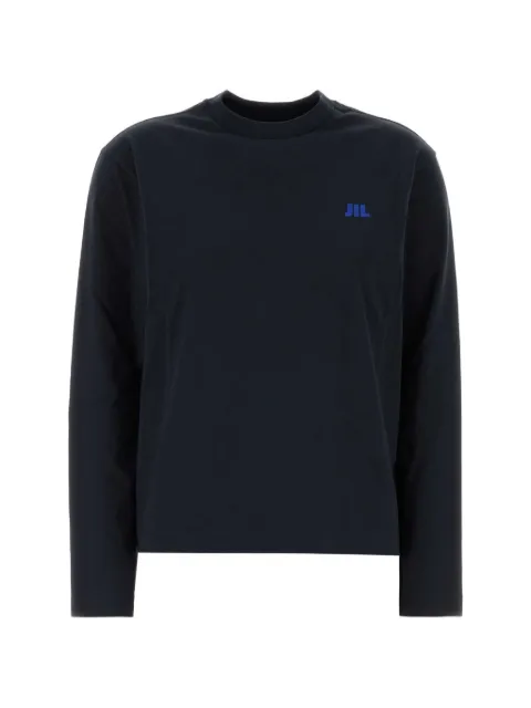 Jil Sander logo-embroidered long-sleeve T-shirt Blue J02GC0164J45048