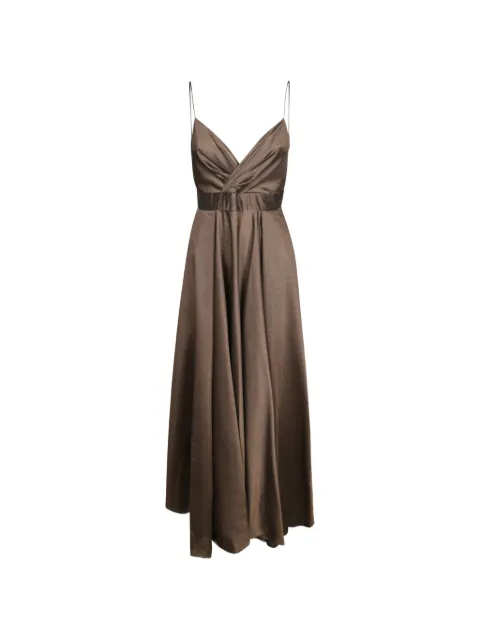 Blanca Vita maxi bow-detail pleated-waist dress Brown ABISSO1824MOKA