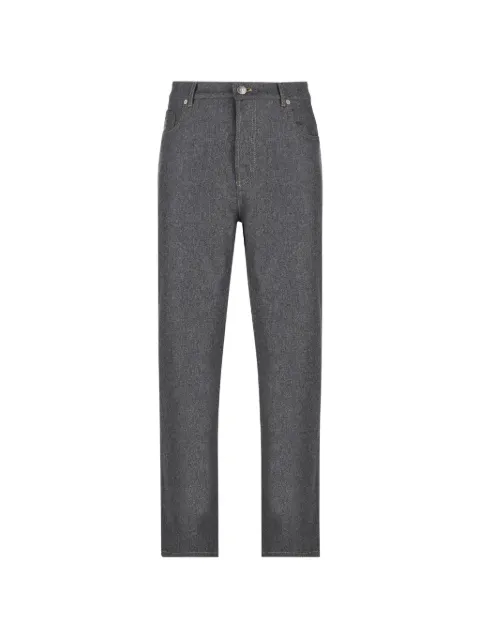 Brunello Cucinelli embroidered-logo straight-leg trousers Grey M038PF1012CIB74