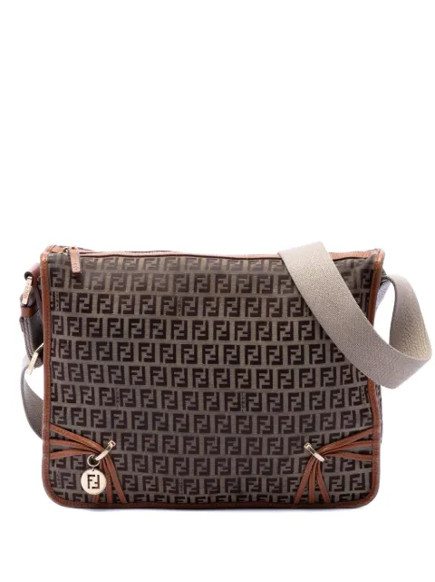 Fendi Pre-Owned 2000-2010 Zucchino Canvas F Charm crossbody bag Neutrals 897NRKMQVSA0G8I9