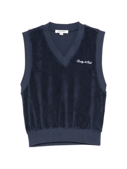 Sporty & Rich Filippa logo-embroidered terry-cloth vest Blue TO033710326BL106