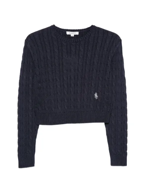 Sporty & Rich Isao cable-knit logo-embroidered sweater Blue WS094710326BL106