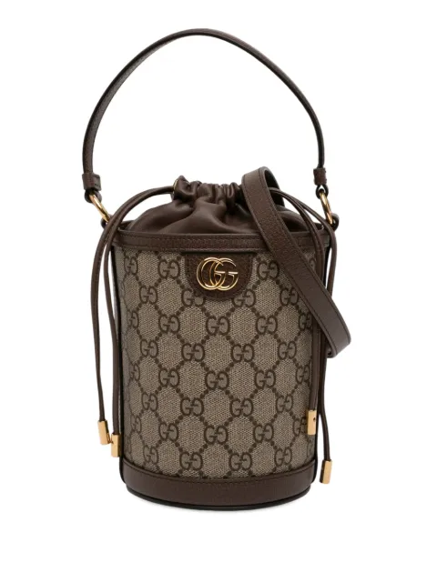 Gucci Pre-Owned 2000-2026 Mini GG Supreme Ophidia bucket bag Neutrals VHMBZ5DWQ4NIWR1P