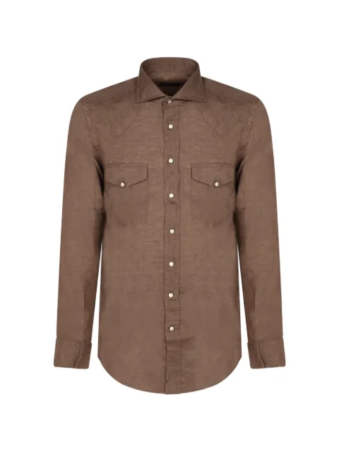 Dell'oglio western-yoke button-down shirt Brown DARRENTEXAVI26396