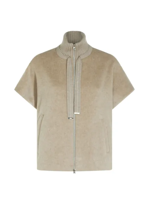 Herno high-neck short-sleeve poncho Neutrals GI00058DR