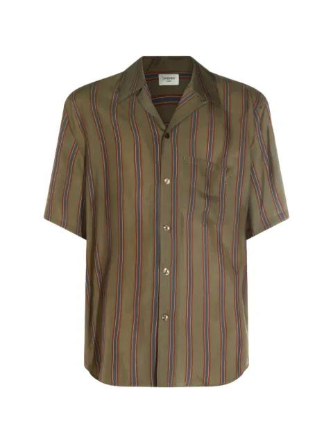 Saint Laurent striped short-sleeve shirt Green 859775