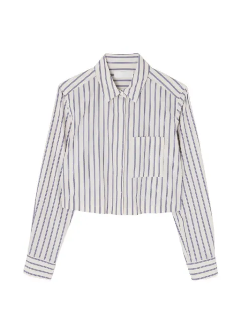 Moussy Vintage striped cropped shirt White 540JS2305300