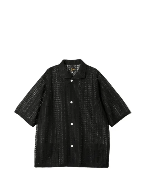 Needles lace widespread collar shirt Black SX284