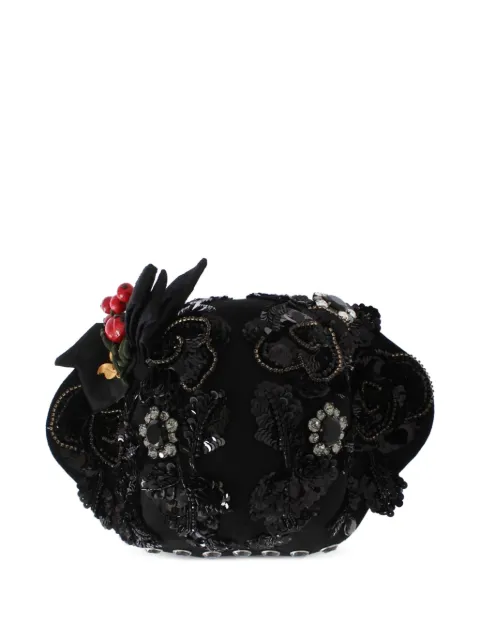 Dolce & Gabbana crystal-embellished brooch-detail hat Black MS883