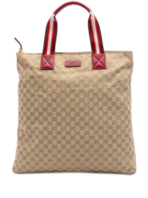 Gucci Pre-Owned 2016-2026 GG Canvas Web Vertical tote bag Neutrals FFXFB2AOKS4X9KT7