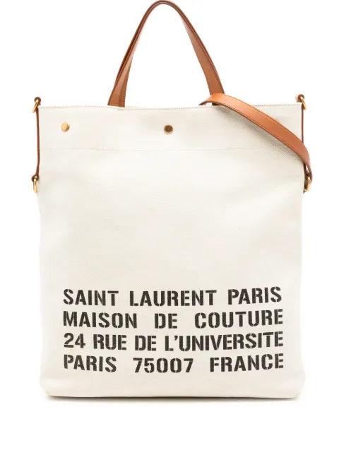 Saint Laurent Pre-Owned 2022 Canvas Stencil Logo Convertible Tote satchel Neutrals 4SWOJM56344B2LGQ