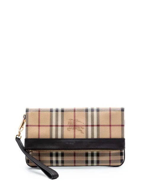 Burberry Pre-Owned 2000-2017 Haymarket Check Coated Canvas Adeline Fold over clutch bag Neutrals 8V8AQNKKD68PG1JV
