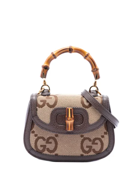 Gucci Pre-Owned 2016-2026 Mini Jumbo GG Canvas 1947 Bamboo Top Handle Bag satchel Neutrals 376ZALZP286WRYKX