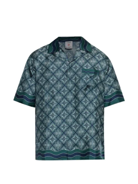 Casablanca Radiating Monogram silk short-sleeve shirt Blue MPF26SH00308