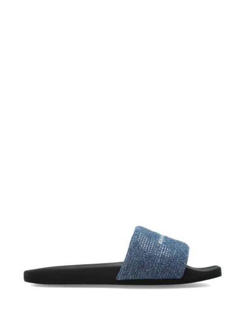 Alexander Wang sequin-embellished denim slides Blue 30326S0170
