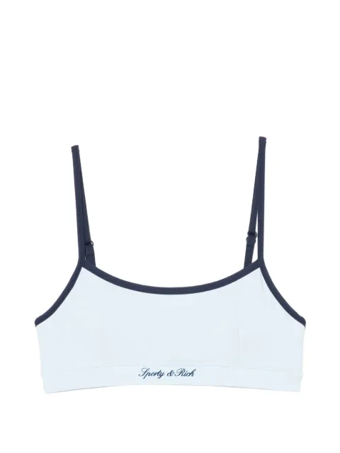 Sporty & Rich logo-print contrast-trim sports bra Blue TO10175326BL1432