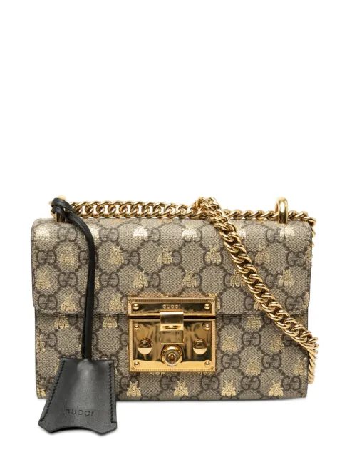 Gucci Pre-Owned 2016-2026 Small GG Supreme Bee Padlock crossbody bag Neutrals FNY4MVP4ASIH63G7