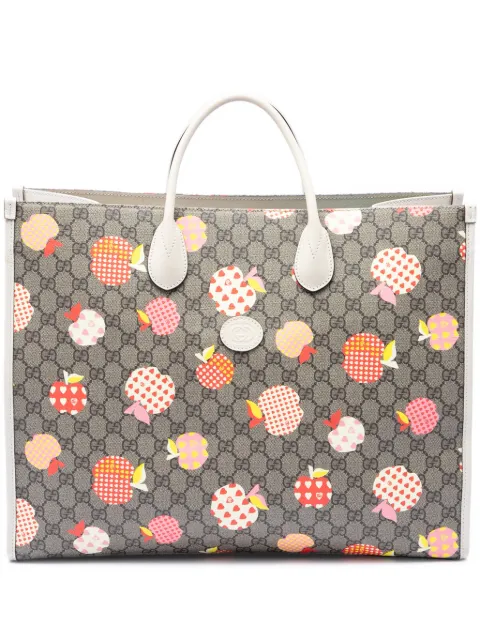 Gucci Pre-Owned 2016-2026 Large GG Supreme Les Pommes Apple and Heart Interlocking G Tote satchel Neutrals QFNVUL2HSW3TP4H2