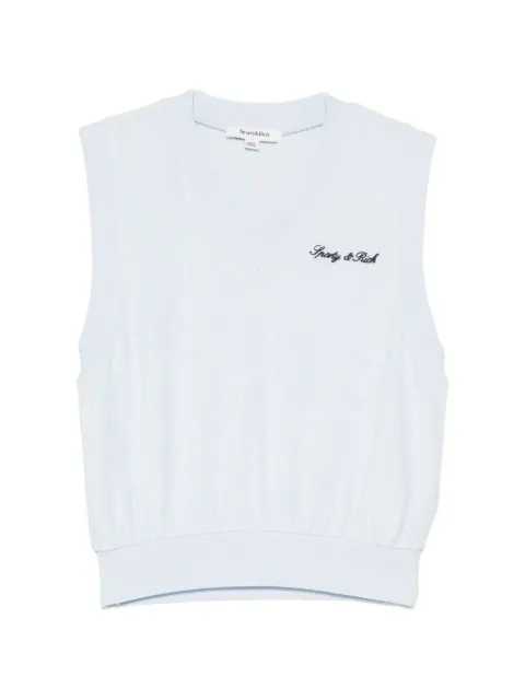 Sporty & Rich Filippa logo-embroidered V-neck vest Blue TO033710326BL90